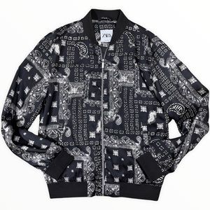 ZARA Rare x Discontinued Print Bomber Jacket Men’s Sz Medium Polyester